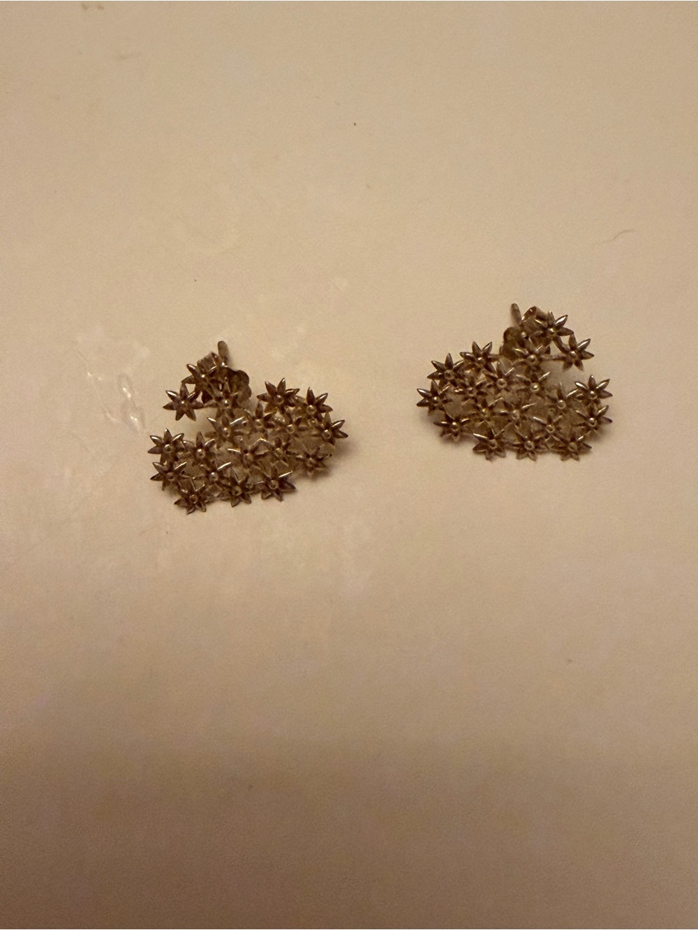 Delicate Floral Cluster Stud Earrings - Gold Tone